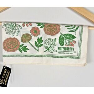Noteworthy Handkerchief Scarf‎ Floral Screen Printed 100% Cotton USA NEW Earthy